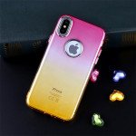 Wholesale iPhone X (Ten) Two Tone Color Hybrid Case (Hotpink Gold)